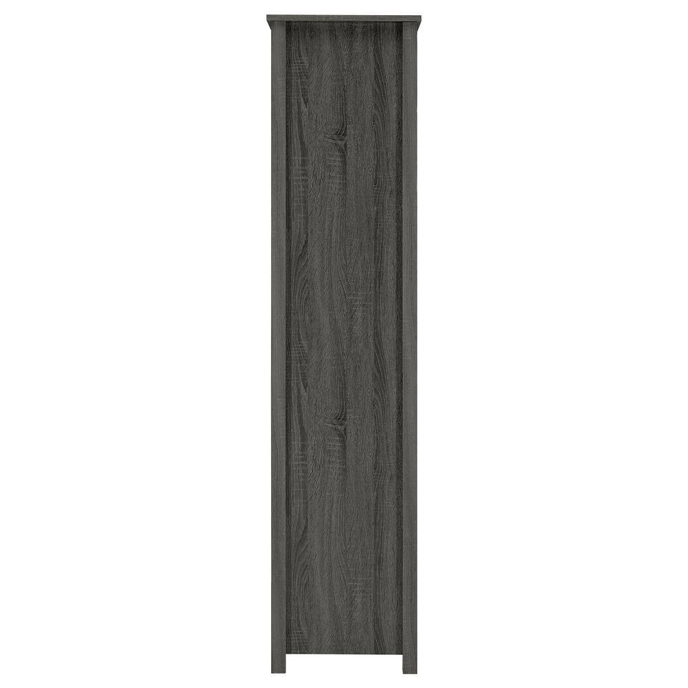 Weathered Gray 8-Shelf Bookcase with Storage Drawer
