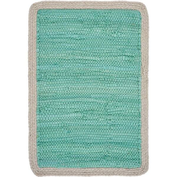 Lr Home Bordered 19 In X 13 Turquoise Woven Placemat Set Of 4 Table18018tur1117 The Depot Turquoise Woven Placemat Set, Turquoise Round Woven Placemats