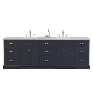 Epic 96 in. W x 22 in. D x 34 in. H Double Bathroom Vanity in Charcoal Gray with White Quartz Top with White Sinks