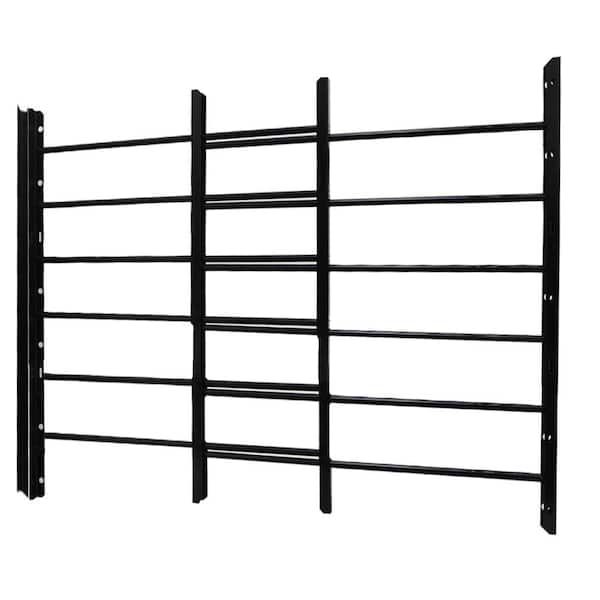 Unique Home Designs 6-Bar Adjustable 23-1/4 in. to 42-1/2 in. Horizontal Hinged Black Window Security Guard