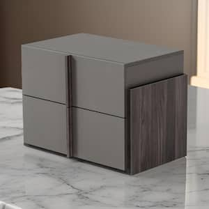 28.75 in. 2-Drawer Gray Wooden Nightstand