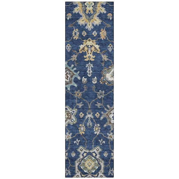 Chantille Machine Washable Indoor/Outdoor Abstract ACN2895 Navy 2 ft. x 7 ft. Runner Rug