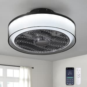 16 in. Modern Dimmable Integrated LED Indoor Smoky Gray Smart Enclosed Ceiling Fan with Remote