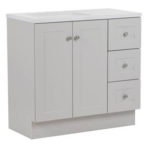 Bannister 36.5 in. W x 18.75 in. D Bath Vanity in Pearl Gray with Cultured Marble Top in Colorpoint White with Sink