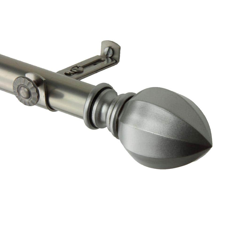 Adjustable Satin Nickel Curtain Rod with Garnet Finial, 48-84 inch