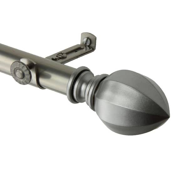 Rod Desyne 66 in. - 120 in. Telescoping Single Curtain Rod Kit in Satin Nickel with Garnet Finial