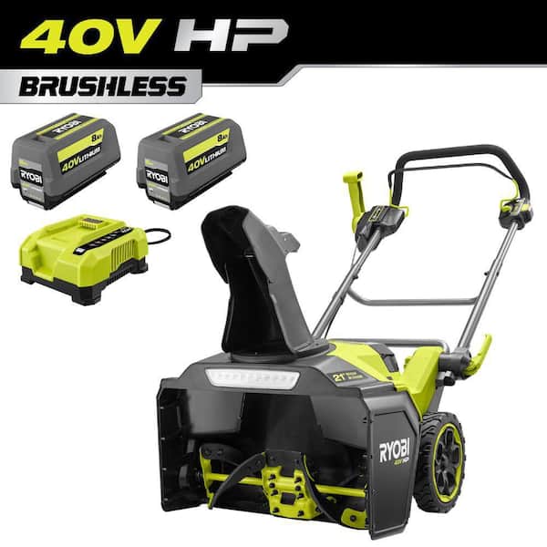 40V HP Brushless 21 in. Single-Stage Cordless Electric Auger Propelled Snow Blower with (2) 8.0 Ah Batteries & Chargers