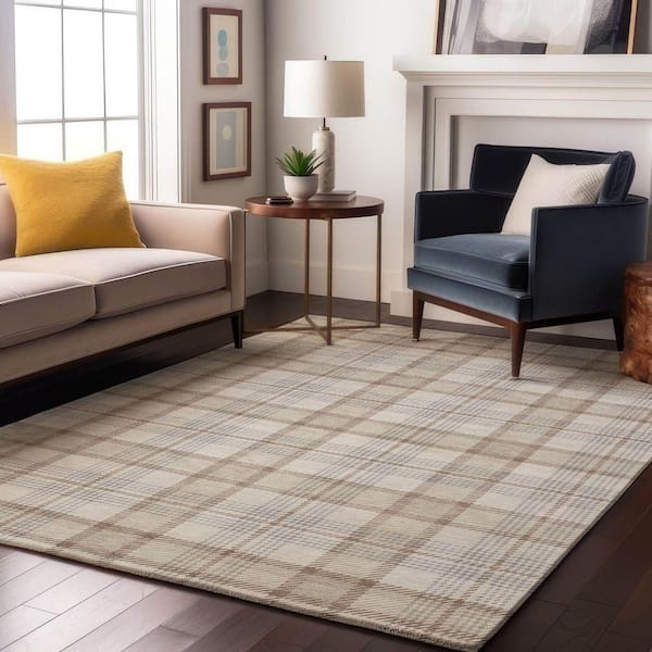 Mayfield Premium Machine Washable Abstract AMF1052 Linen 10 ft. x 14 ft. Area Rug