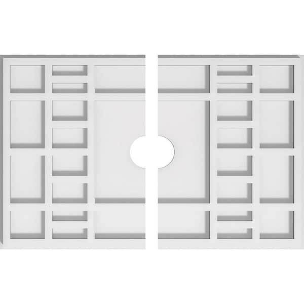 Ekena Millwork 18 in. x 12 in. x 1 in. Beaux Architectural Grade PVC Contemporary Ceiling Medallion (2-Piece)