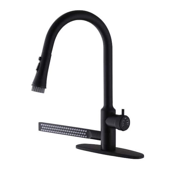 Multifunctional Single Handle Pull Down Sprayer Kitchen Faucet in Black 10.3 in. with 360 Degree Spout Swivel