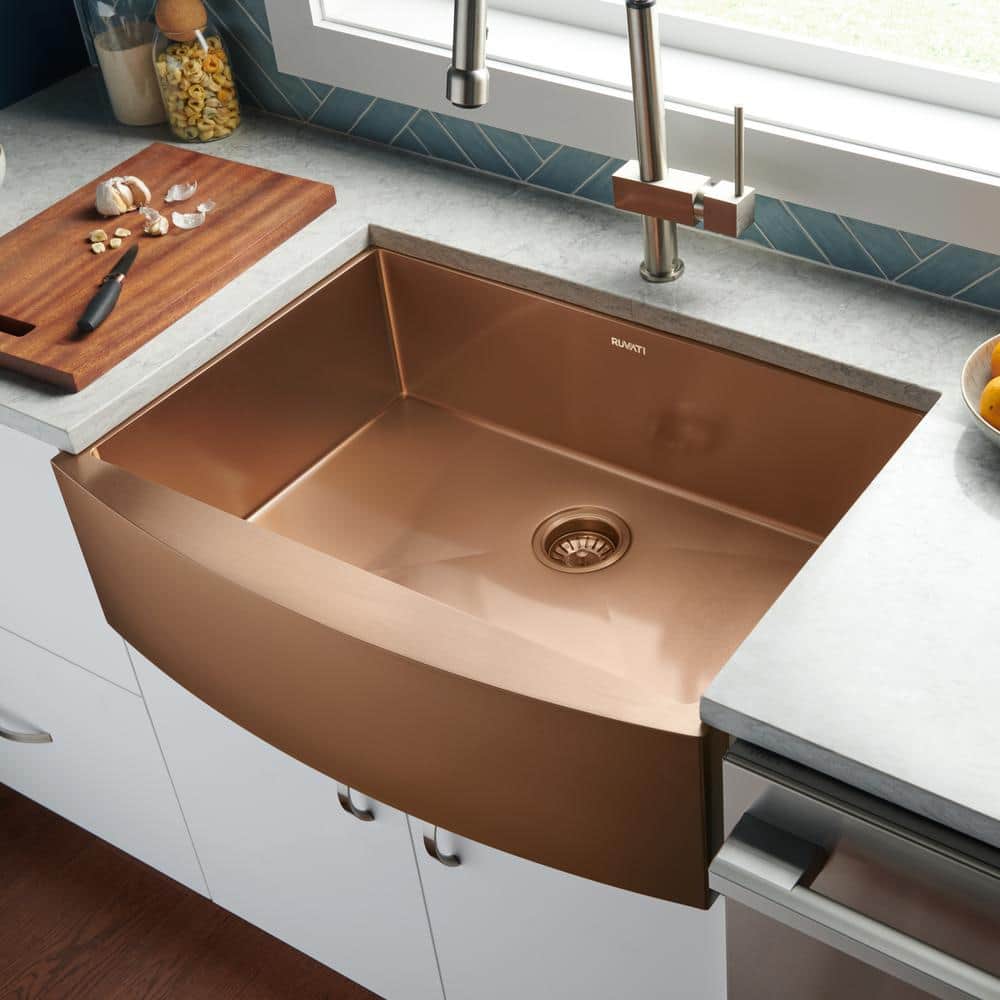 Copper Tone Matte Bronze 30-Inch Farmhouse Stainless Steel Sink
