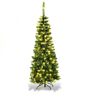 4.5 ft. Pre-Lit LED Fir Pencil Slim Artificial Christmas Tree