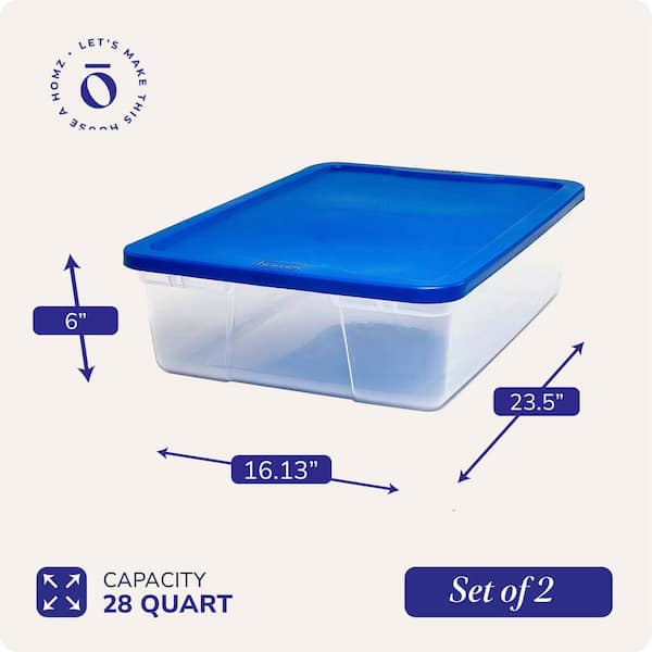 HOMZ 28 Qt Snaplock Clear Plastic Storage Container Bin with Lid
