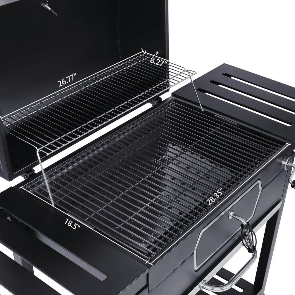 Royal Gourmet Black Stainless Steel 30-Inch Charcoal Grill with Smoker