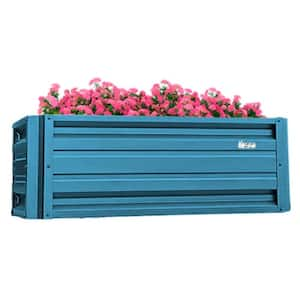 24 inch by 48 inch Rectangle Hawaiian Blue Metal Planter Box