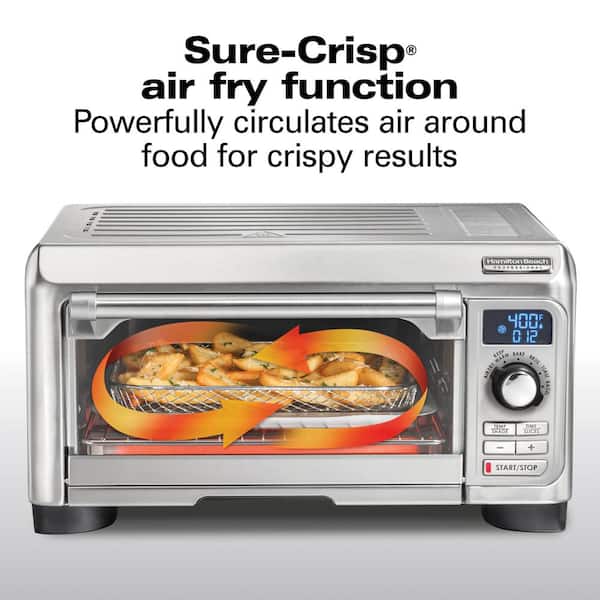 Hamilton Beach Sure-Crisp Toaster Oven Air Fryer Combo, Fits 9” Pizza, 4  Slice Capacity, Powerful Circulation, Auto Shutoff, Stainless Steel (31403)