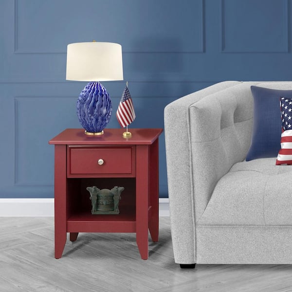 HOME IMPORTS EMPORIUM Burgundy 1-Drawer Rectangle 18 in. x 21 in. Nightstand