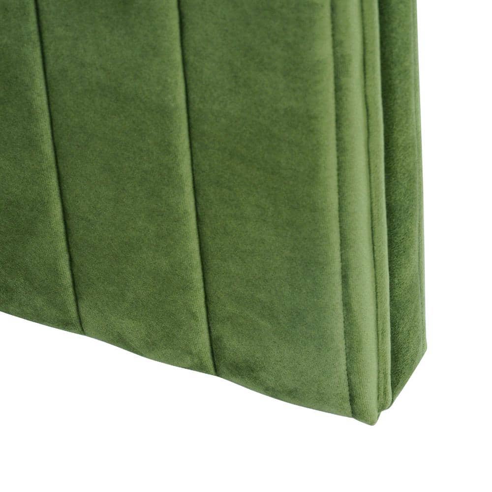 Elegant Green Velvet Tufted Footstool with Channel Detailing