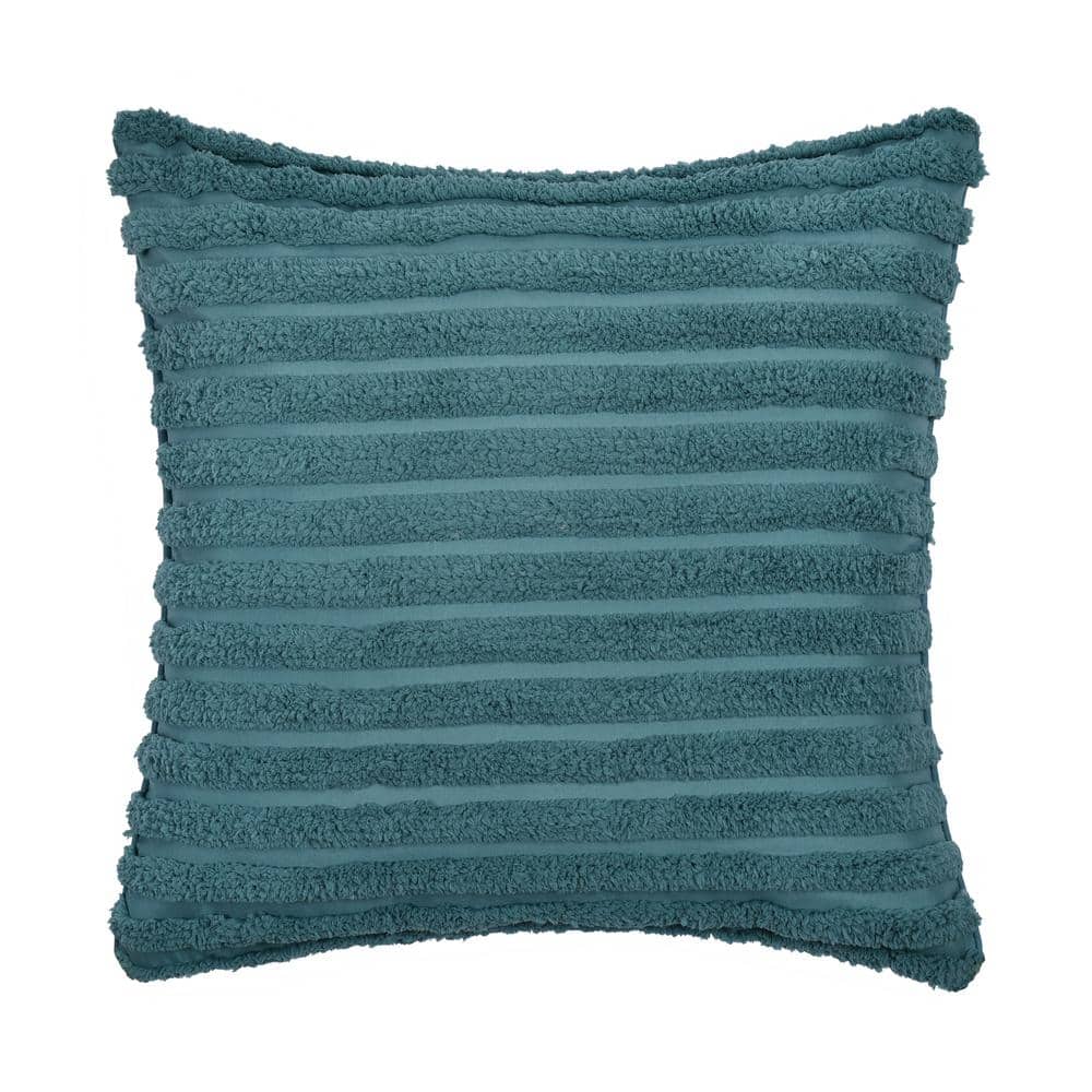 Darcy Teal Polyester Solid 20 in. Square Decorative Throw Pillow 20 in. L x