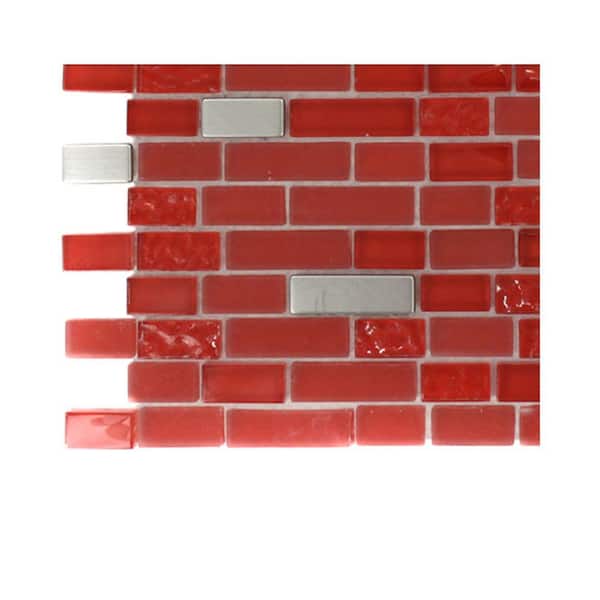 Splashback Tile Bloody Mary Brick Glass Tile - 3 in. x 6 in. x 8 mm Tile Sample