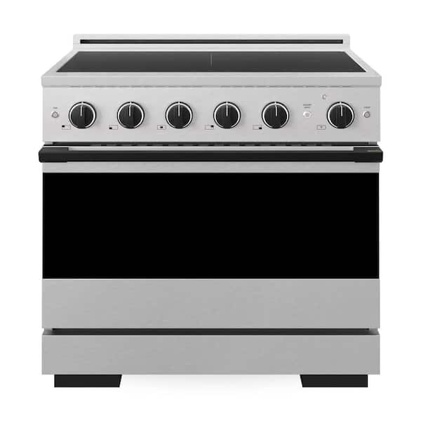 Autograph 36 in. 5.2 cu. ft. Marino Freestanding Induction Range with 5 Burner Elements in Satin Steel with Black Accent