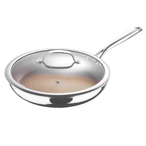 Giro 12 in. Stainless Steel Nonstick Frying Pan in Silver with Lid