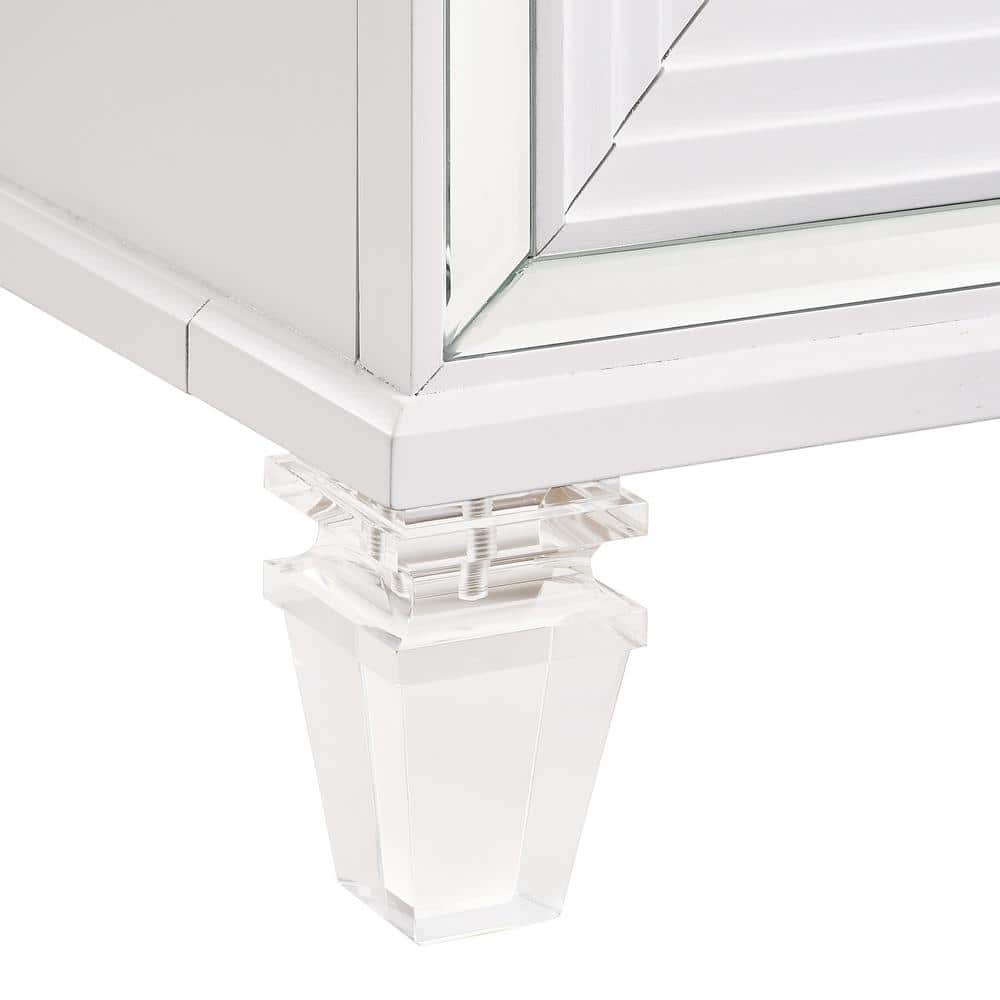 White Glam 2-Drawer Nightstand with USB Ports