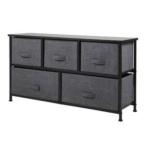 39.37 in. W x 21.65 in. H 2-Tier Gray Metal 5-Drawer Storage with Gray Drawers