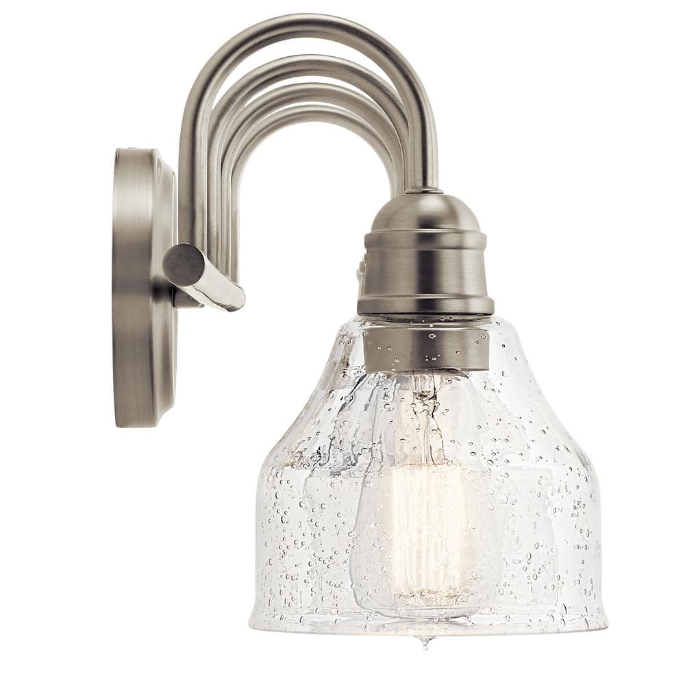 Avery Brushed Nickel 4-Light Vanity with Clear Seeded Glass