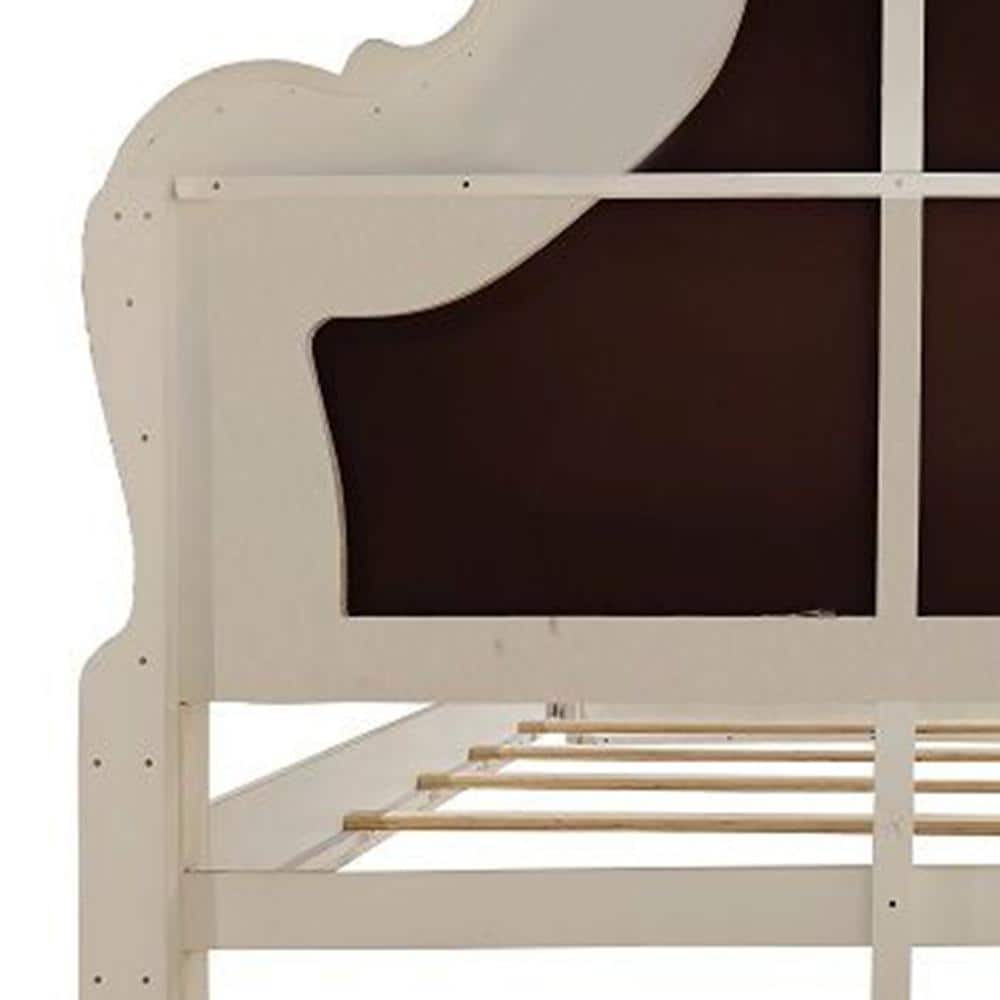 Dresden King Bed with Antique White Finish and Carvings