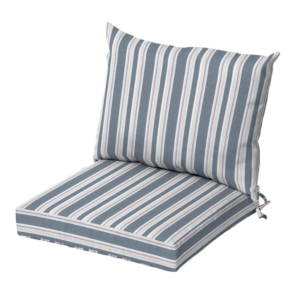 Ocean Blue Stripe Recycled Fabric Outdoor Dining Chair Cushion Set