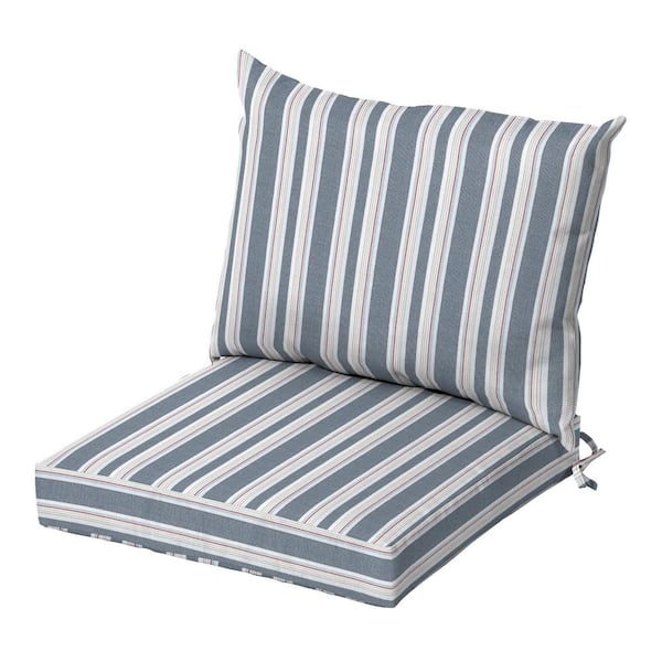 ARDEN 21 x 17 Oceantex Outdoor Deep Seating Lounge Dining Chair Cushion Set, Ocean Blue Stripe