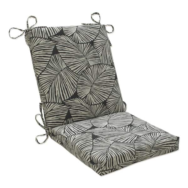 Pillow Perfect Tropic Botanical 18 in. W x 3 in. H Deep Seat, 1 Piece Chair Cushion and Square Corners in Black/Natural Talia