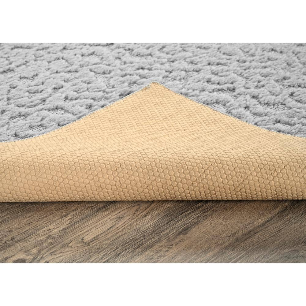 Silver Floral Tufted Synthetic 12' x 15' Area Rug