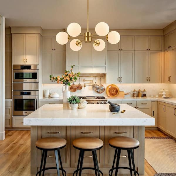 Merra 6-Light Brushed Brass Sputnik Style Pendant Design