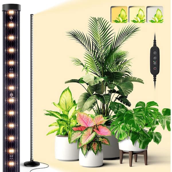16in-65in Adjustable Standing Grow Light for Indoor Plants, Full Spectrum, 3 Light Modes, Dimmable, with Auto Timer