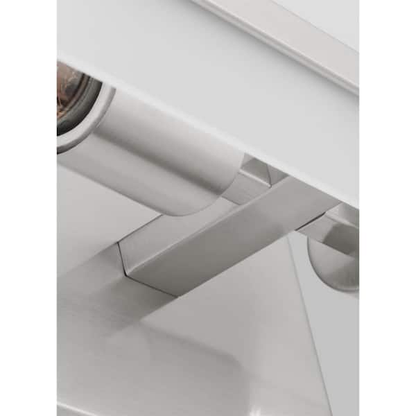 Generation Lighting - Studio Dex 17.875 in. Small 2-Light Brushed Nickel Vanity Light with LED Bulbs and Satin Etched Glass Shade