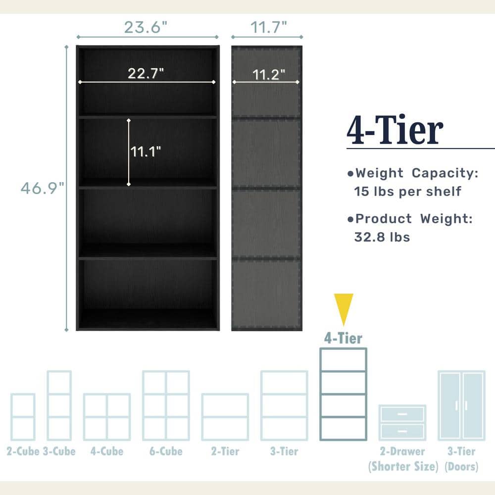 Quincy Taupe Grey 4-Tier Stackable Composite Bookcase