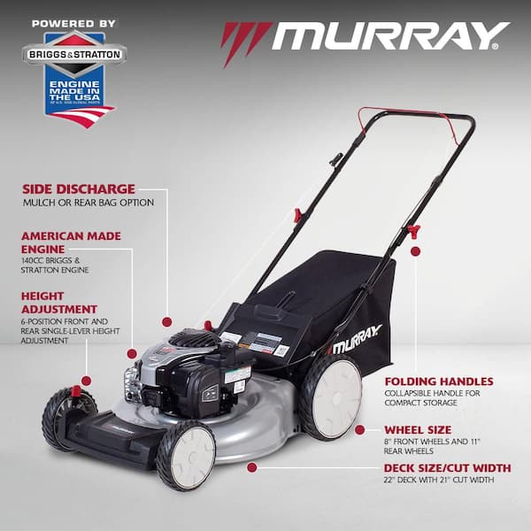 21 in. 140 cc Briggs and Stratton Walk Behind Gas Push Lawn Mower with Height Adjustment and with Mulch Bag