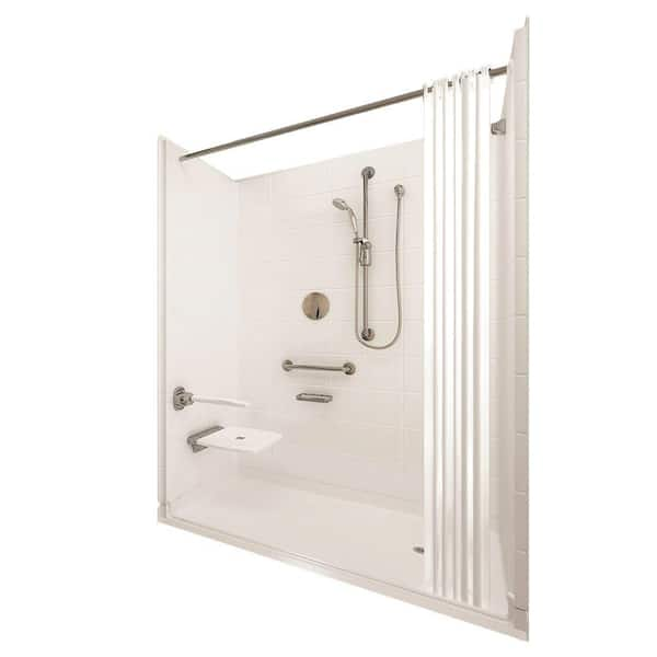 Ella Elite Brilliant 33-4/12 in. x 60 in. x 77-1/2 in. 5-piece Barrier Free Roll In Shower System in White with Right Drain