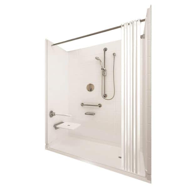 Ella Elite Brilliant 37 in. x 60 in. x 77-1/2 in. 5-piece Barrier Free Roll In Shower System in White with Right Drain