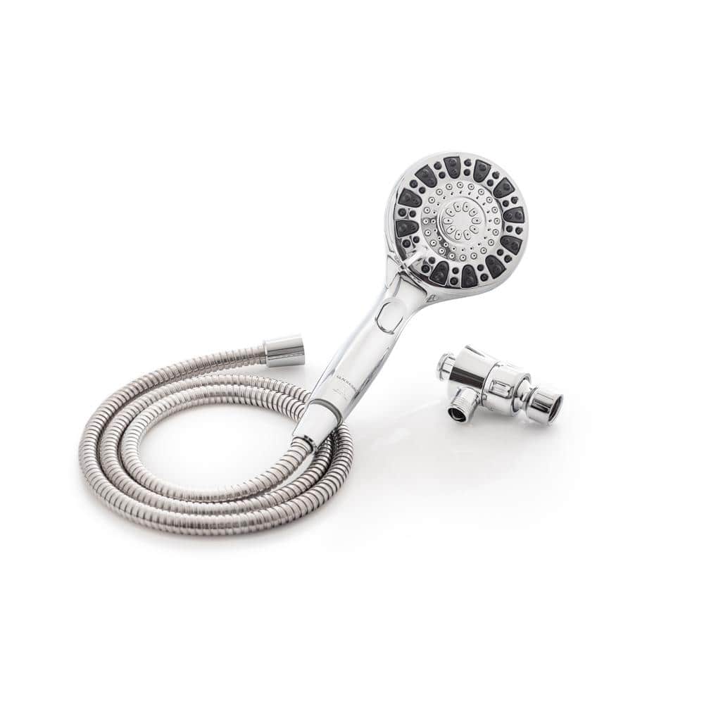 Glacier Bay Push Release 6-Spray Patterns with 1.8 GPM 4.25 in. Wall Mount Handheld Shower Head in Chrome, Grey