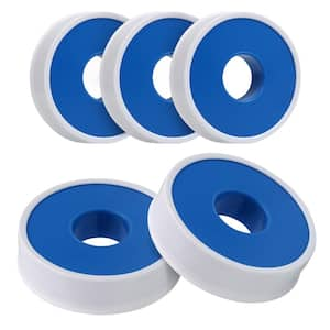 1/2 in. x 1080 in. PTFE Thread Seal Tape for Plumbers in White (Pack of 5-Rolls)