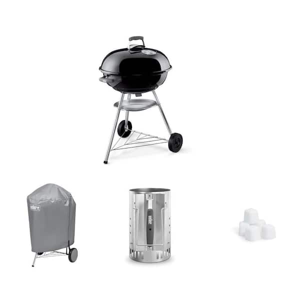 22 in. Charcoal Grill, Rapidfire Chimney Charcoal Starter, Lighter Cubes and Grill Cover Combo (24-Pack)