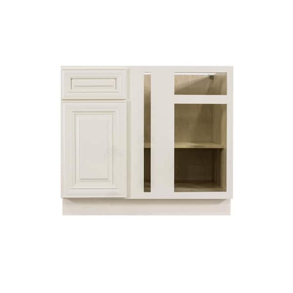 LIFEART CABINETRY Princeton Assembled 36 in. x 34.5 in. x 24 in. Base Blind Corner Cabinet in Off-White