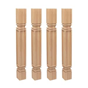 35.25 in. x 3.75 in. Unfinished Solid North American Hardwood Mission Kitchen Island Leg (4-Pack)