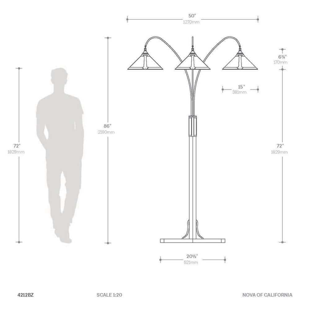 Espresso Bronze Adjustable Multi-Head Arc Floor Lamp