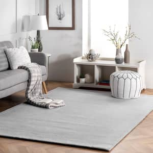 Layne Soft Silky Faux Rabbit Fur Light Gray 5 ft. x 7 ft. 6 in. Area Rug