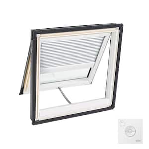 30-1/16 in. x 30 in. Solar Powered Venting Deck Mount Skylight with Laminated Low-E3 Glass, White Room Darkening Shade