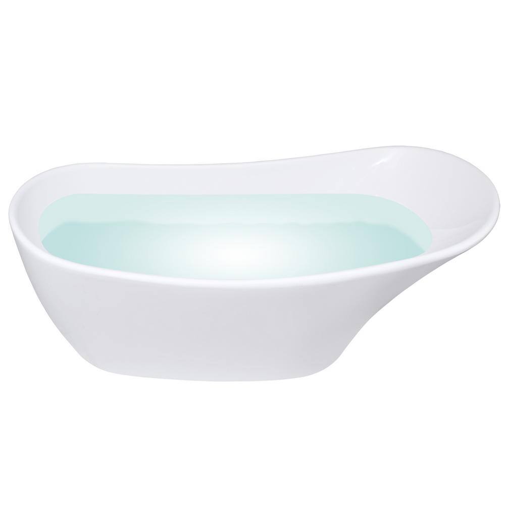 Glossy White Acrylic Freestanding Oval Soaking Bathtub